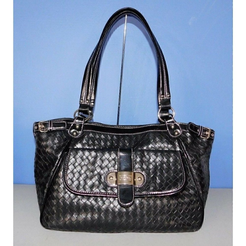 MERONA BLACK SHOULDER BAG, HANDBAG, PURSE, MAN MADE MATERIALS